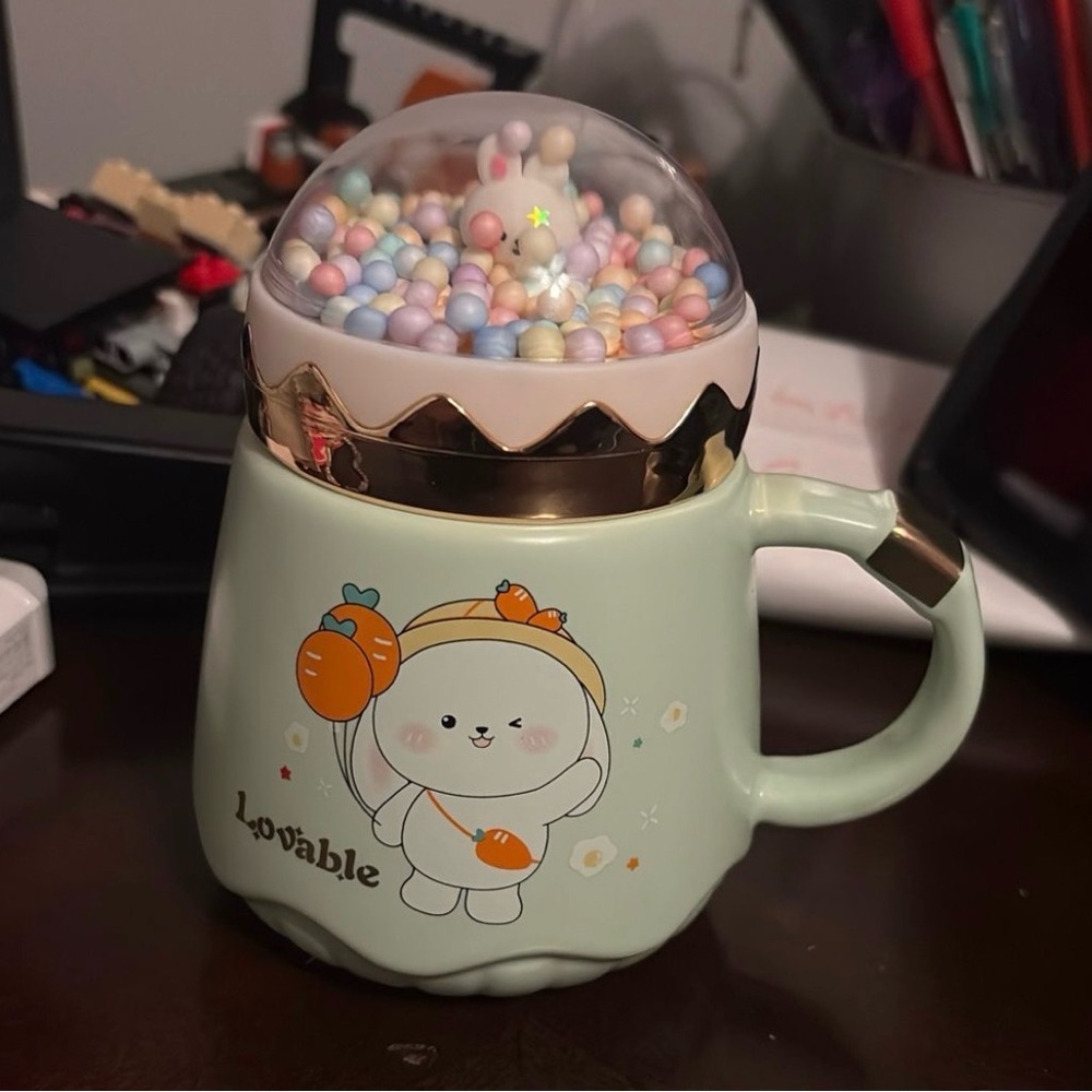 Cute Pastel Bunny Mug with Lid